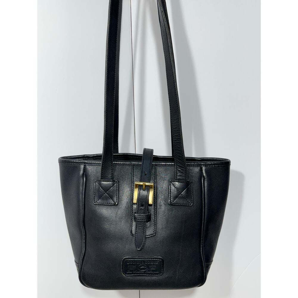 Vintage Dooney & Bourke Black All Weather Leather Buckle Tote
